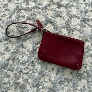 Burgundy Leather Coach Wristlet